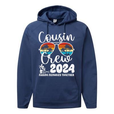 Cousin Crew 2024 Summer Vacation Beach Family Trips Matching Performance Fleece Hoodie