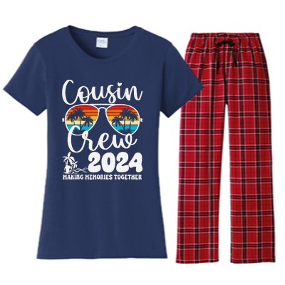 Cousin Crew 2024 Summer Vacation Beach Family Trips Matching Women's Flannel Pajama Set