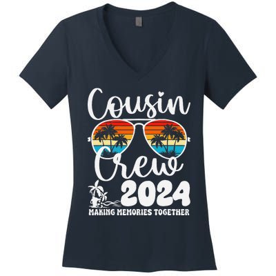 Cousin Crew 2024 Summer Vacation Beach Family Trips Matching Women's V-Neck T-Shirt