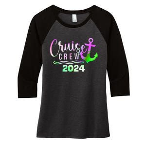 Cruise Crew 2024 Vacation Trip Sailing Squad Women's Tri-Blend 3/4-Sleeve Raglan Shirt