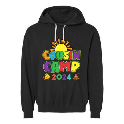 Cousin Camp 2024 Family Vacation Summer Camping Crew Cute Garment-Dyed Fleece Hoodie