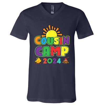 Cousin Camp 2024 Family Vacation Summer Camping Crew Cute V-Neck T-Shirt