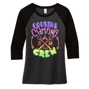 Cousin Camping 2024 Crew Tie Dye Family Summer Vacation Women's Tri-Blend 3/4-Sleeve Raglan Shirt