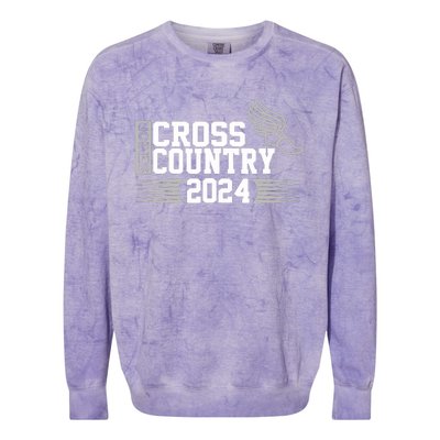 Cross Country 2024 Senior Running Team Grey Colorblast Crewneck Sweatshirt