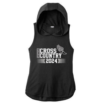 Cross Country 2024 Senior Running Team Grey Ladies PosiCharge Tri-Blend Wicking Draft Hoodie Tank