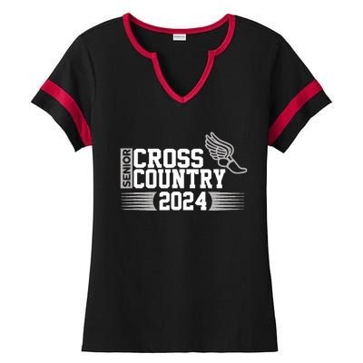 Cross Country 2024 Senior Running Team Grey Ladies Halftime Notch Neck Tee