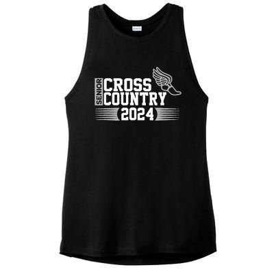 Cross Country 2024 Senior Running Team Grey Ladies PosiCharge Tri-Blend Wicking Tank