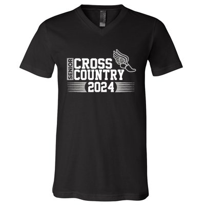 Cross Country 2024 Senior Running Team Grey V-Neck T-Shirt