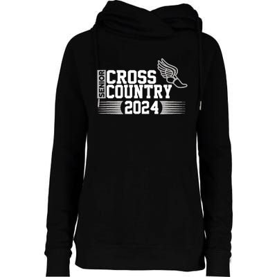 Cross Country 2024 Senior Running Team Grey Womens Funnel Neck Pullover Hood