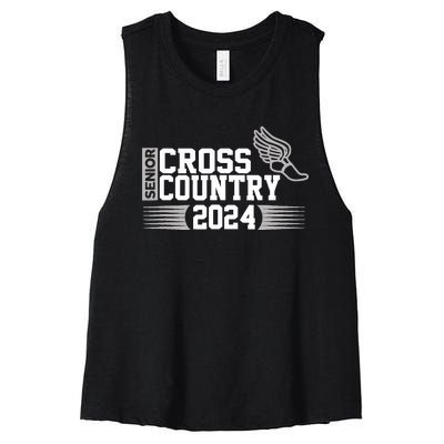 Cross Country 2024 Senior Running Team Grey Women's Racerback Cropped Tank