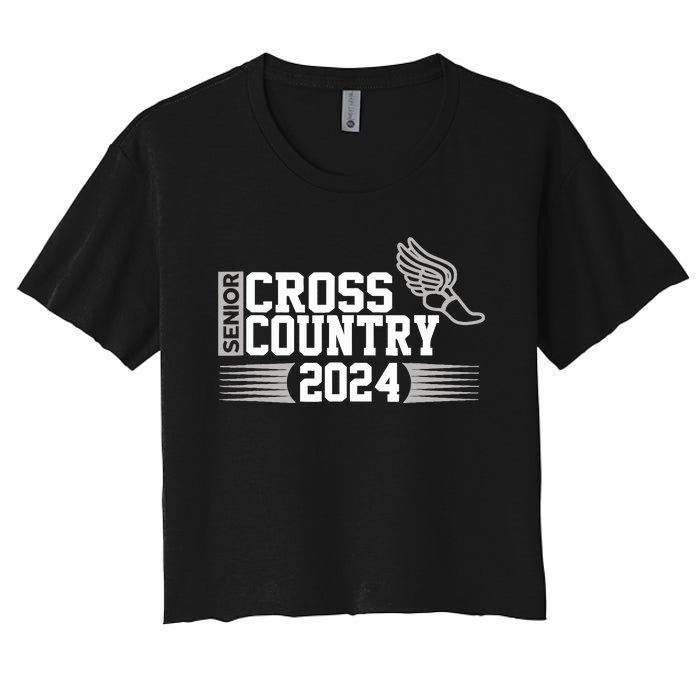 Cross Country 2024 Senior Running Team Grey Women's Crop Top Tee