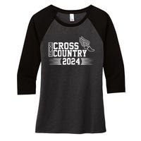 Cross Country 2024 Senior Running Team Grey Women's Tri-Blend 3/4-Sleeve Raglan Shirt