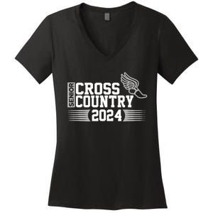 Cross Country 2024 Senior Running Team Grey Women's V-Neck T-Shirt