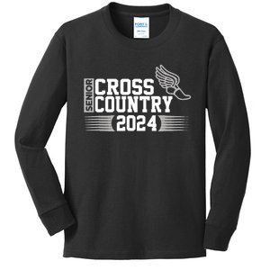 Cross Country 2024 Senior Running Team Grey Kids Long Sleeve Shirt