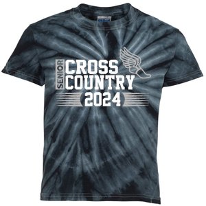 Cross Country 2024 Senior Running Team Grey Kids Tie-Dye T-Shirt