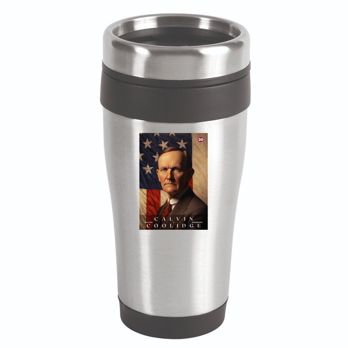 Calvin Coolidge 30th President Of The United States Portrait 16oz Travel Tumbler