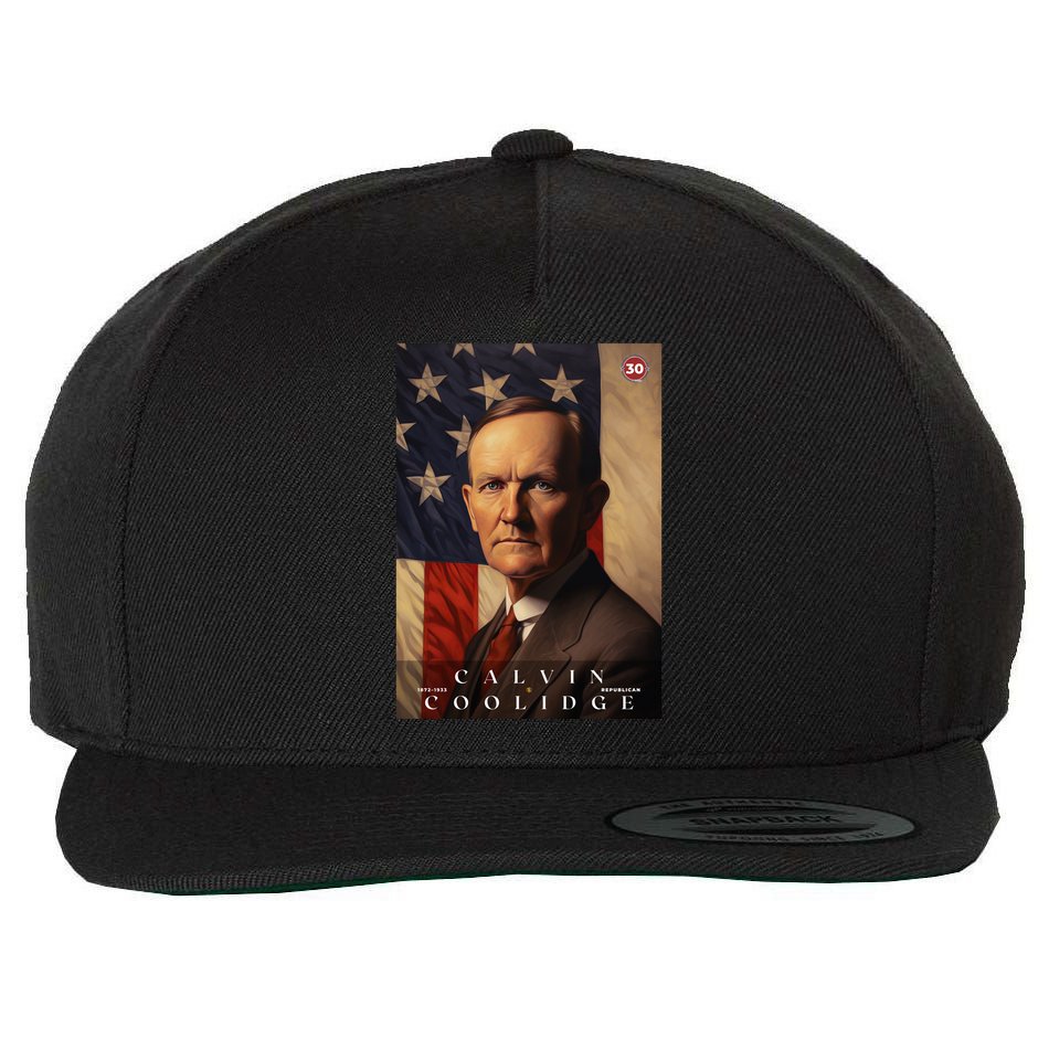 Calvin Coolidge 30th President Of The United States Portrait Wool Snapback Cap