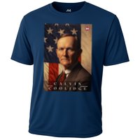 Calvin Coolidge 30th President Of The United States Portrait Cooling Performance Crew T-Shirt