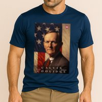 Calvin Coolidge 30th President Of The United States Portrait Cooling Performance Crew T-Shirt
