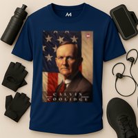 Calvin Coolidge 30th President Of The United States Portrait Cooling Performance Crew T-Shirt