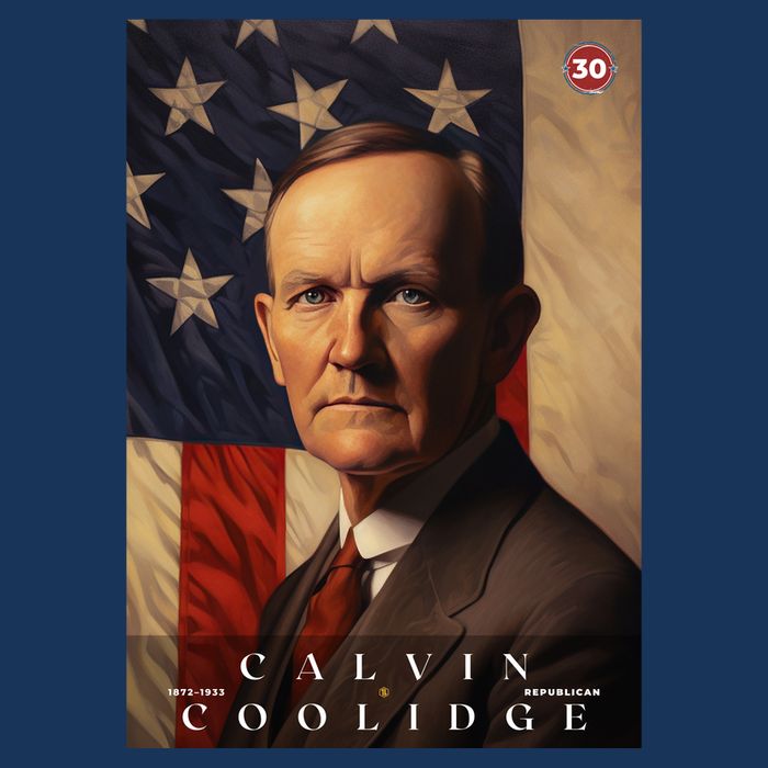 Calvin Coolidge 30th President Of The United States Portrait Cooling Performance Crew T-Shirt