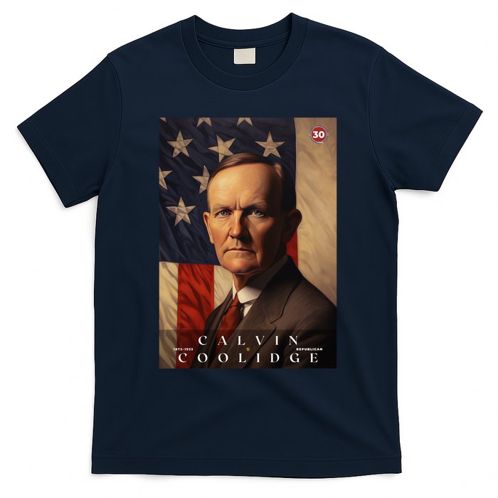 Calvin Coolidge 30th President Of The United States Portrait T-Shirt
