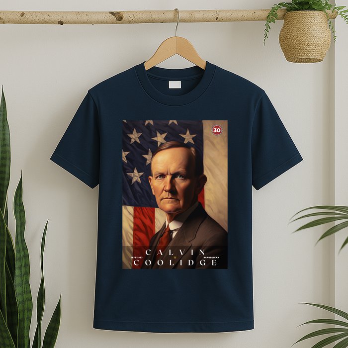 Calvin Coolidge 30th President Of The United States Portrait T-Shirt