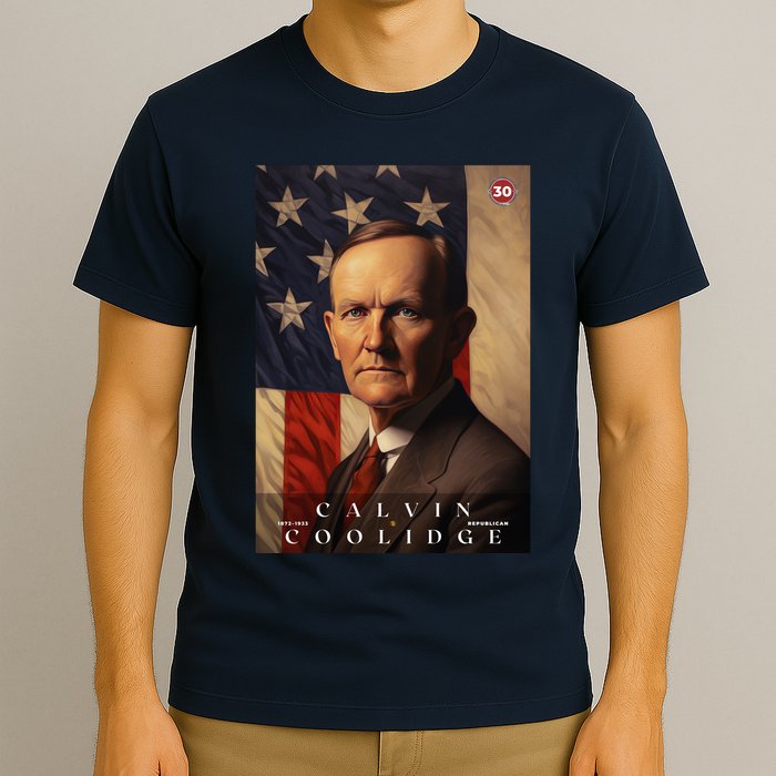 Calvin Coolidge 30th President Of The United States Portrait T-Shirt