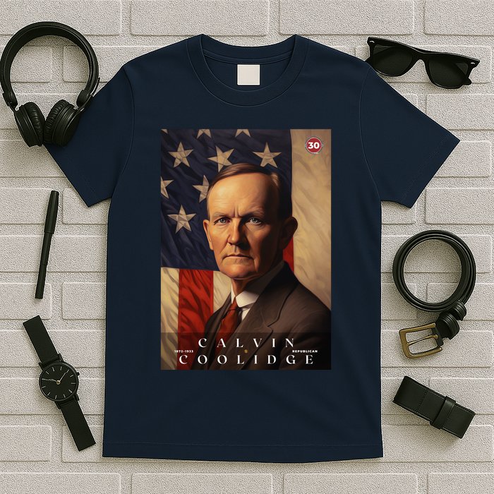 Calvin Coolidge 30th President Of The United States Portrait T-Shirt