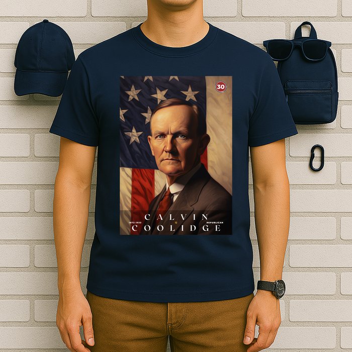 Calvin Coolidge 30th President Of The United States Portrait T-Shirt