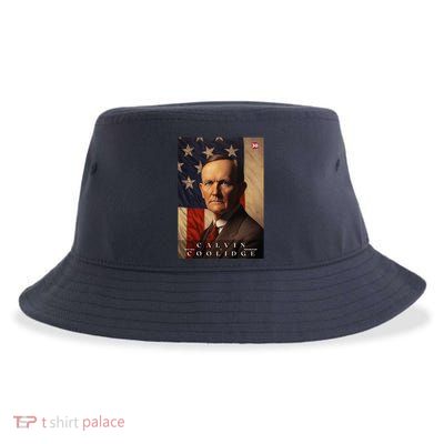 Calvin Coolidge 30th President Of The United States Portrait Sustainable Bucket Hat