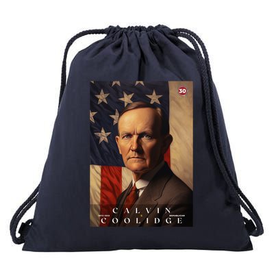 Calvin Coolidge 30th President Of The United States Portrait Drawstring Bag