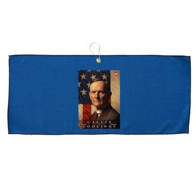 Calvin Coolidge 30th President Of The United States Portrait Large Microfiber Waffle Golf Towel