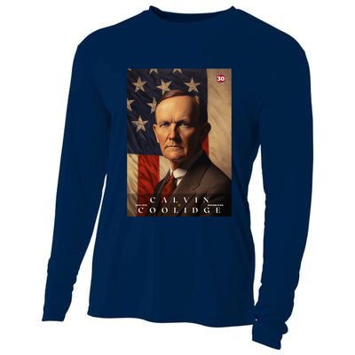 Calvin Coolidge 30th President Of The United States Portrait Cooling Performance Long Sleeve Crew