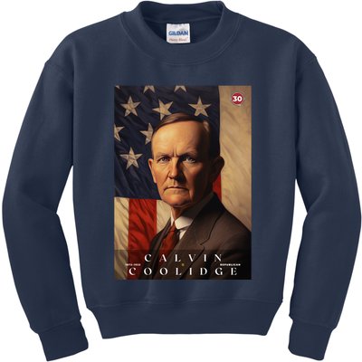 Calvin Coolidge 30th President Of The United States Portrait Kids Sweatshirt