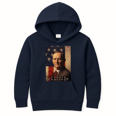 Calvin Coolidge 30th President Of The United States Portrait Kids Hoodie