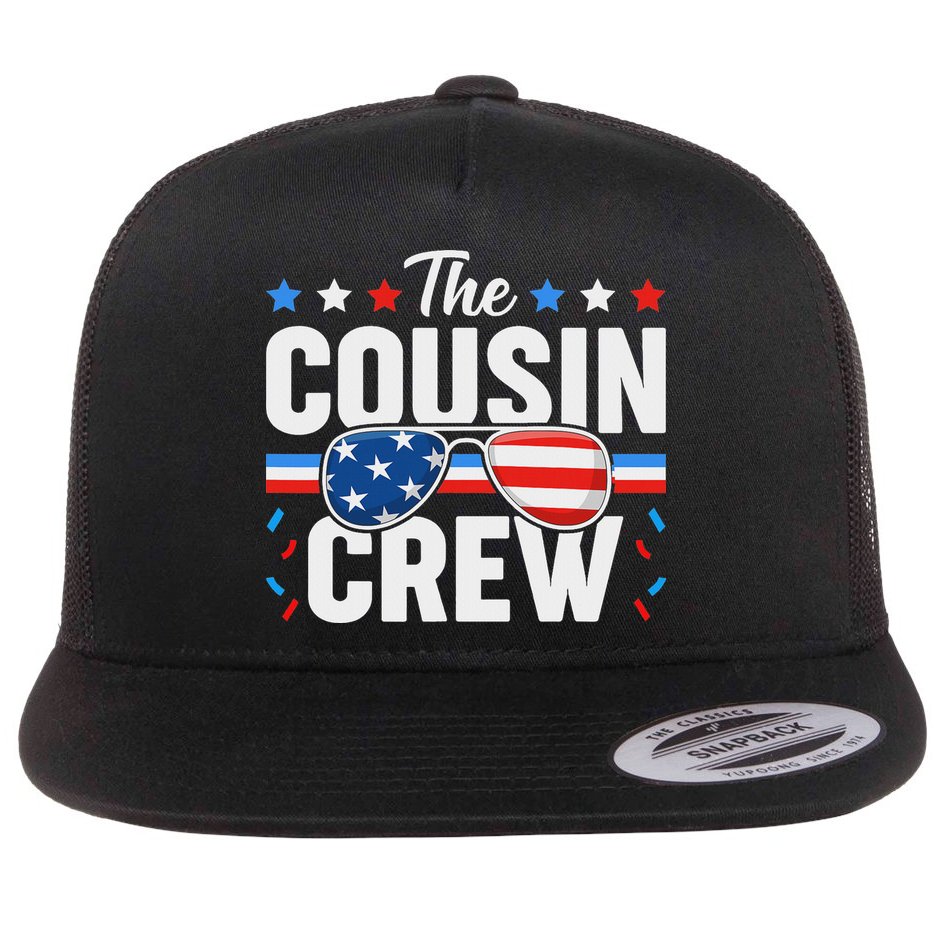 Cousin Crew 4th Of July Patriotic American Family Matching Flat Bill Trucker Hat