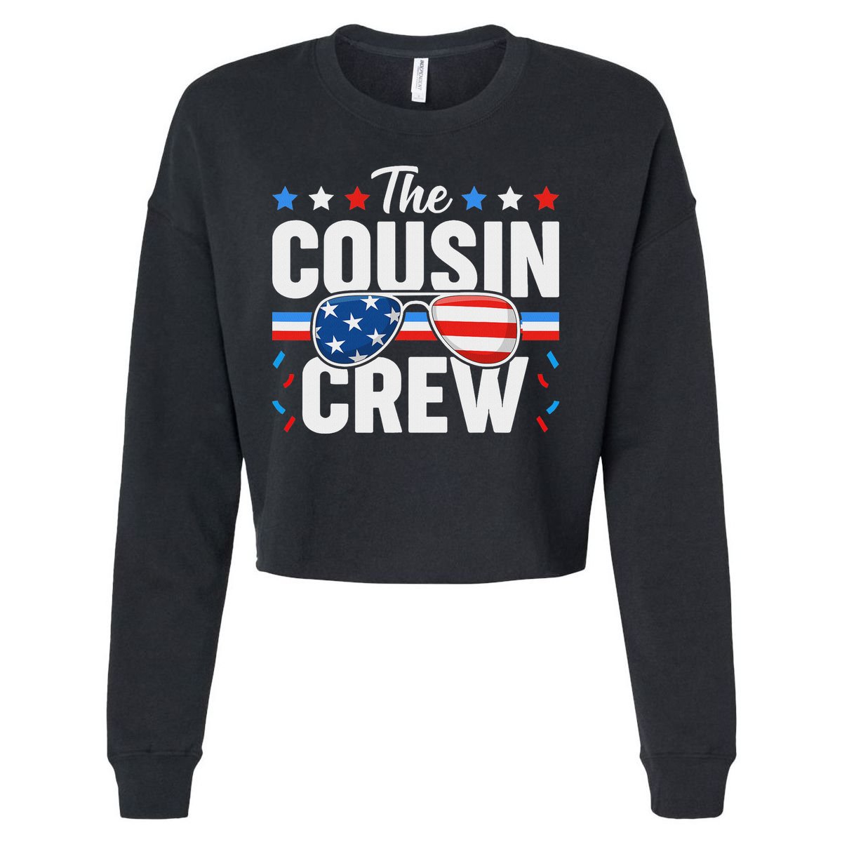 Cousin Crew 4th Of July Patriotic American Family Matching Cropped Pullover Crew