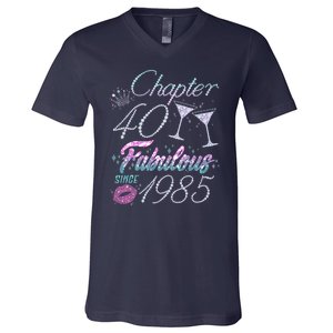 Cute Chapter 40th Birthday Fabulous Since 1985 V-Neck T-Shirt