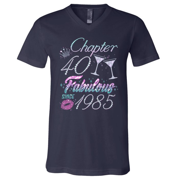 Cute Chapter 40th Birthday Fabulous Since 1985 V-Neck T-Shirt