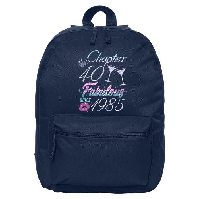 Cute Chapter 40th Birthday Fabulous Since 1985 16 in Basic Backpack