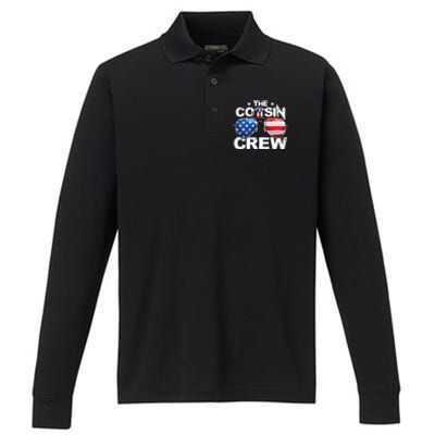 Cousin Crew 4th Of July Us American Flag Family Matching Usa Great Gift Performance Long Sleeve Polo