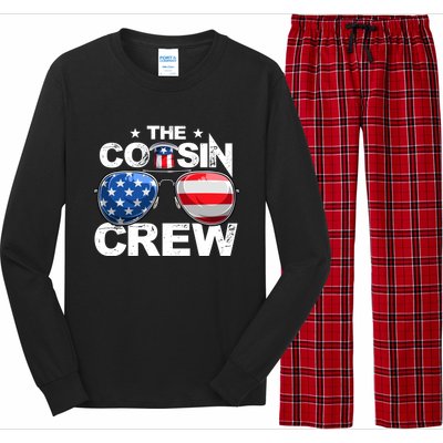 Cousin Crew 4th Of July Us American Flag Family Matching Usa Great Gift Long Sleeve Pajama Set