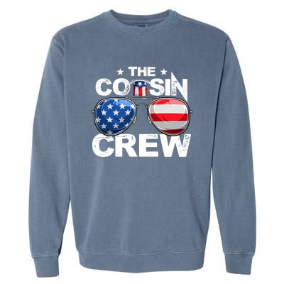 Cousin Crew 4th Of July Us American Flag Family Matching Usa Great Gift Garment-Dyed Sweatshirt