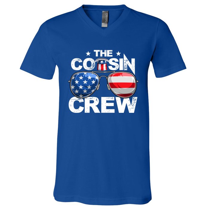 Cousin Crew 4th Of July Us American Flag Family Matching Usa Great Gift V-Neck T-Shirt