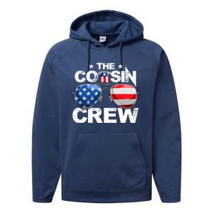 Cousin Crew 4th Of July Us American Flag Family Matching Usa Great Gift Performance Fleece Hoodie