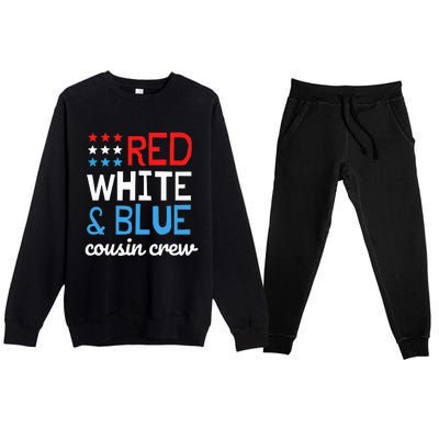 Cousin Crew 4th Fourth of July Patriotic Family Matching Premium Crewneck Sweatsuit Set