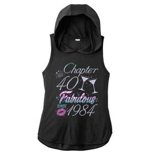 Cute Chapter 40th Birthday Fabulous Since 1984 Ladies PosiCharge Tri-Blend Wicking Draft Hoodie Tank