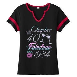 Cute Chapter 40th Birthday Fabulous Since 1984 Ladies Halftime Notch Neck Tee