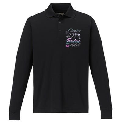 Cute Chapter 40th Birthday Fabulous Since 1984 Performance Long Sleeve Polo